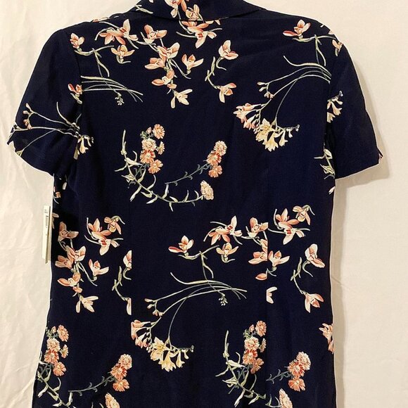 Emma James Navy Blue Floral Blouse | NWT - Picture 2 of 4